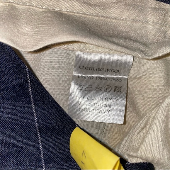 T.M.Lewin Pure Wool Pinstripe Suit sz 46R Navy - Picture 12 of 12